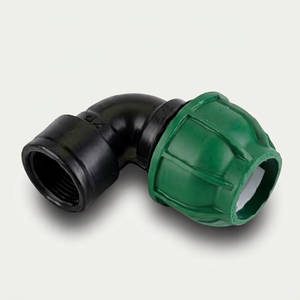 Raccord coudé femelle vert à filetage, haute pression, lisse, en PP PE HDPE, pour tuyaux, connecteur de compression pour irrigation et alimentation en eau - Product Image 1