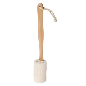 Lightweight Eco-friendly Spa Scrubber Long Wood Handle Natural Exfoliating Loofah Men Modern Portable <b>Body</b> Cleaner <b>Scrub</b> Brush - Product Image 1