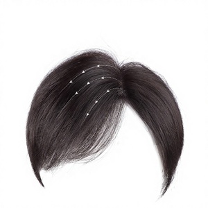 Prothèse capillaire courte unisexe à raie latérale, couvre les <span class=keywords><strong>cheveux</strong></span> blancs, ajoute du volume, tissée à la main, noire, 15 cm - Product Image 1