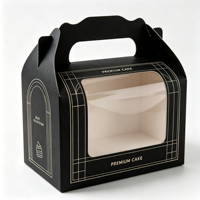 Boîte à gâteau en carton écologique et recyclable, portable, avec fenêtre, protection UV, design auto-érectable, poignée, tailles personnalisées disponibles