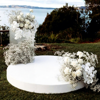 Plateforme de scène ronde simple à motif floral pour la danse de mariage, podiums de cérémonie de mariage, scène ronde blanche pour les événements de mariage