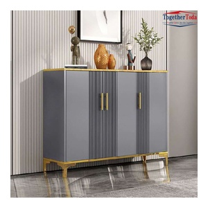 Meuble de rangement multifonctionnel en panneaux de particules haute densité avec portes à nervures pour l'organisation des chaussures, buffet de salle à manger - Product Image 4