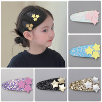 Pince à cheveux pour enfants, en tissu acétate à paillettes, étoile pailletée, princesse, pour fête d'enfants