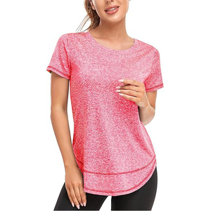 Chemise de fitness à manches courtes pour femmes Col rond Sports Yoga Running Clothes Top Side Split T-shirt - Product Image 4