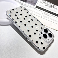 Noir clair Polka Apple 16 Pro Max Coque de téléphone portable Shell Pattern Personnalisation en gros de l'iphone 15 Fresh Clean Style