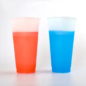 Factory Wholesale Color Cup Reusable Plastic Cup With Lid and Straw Color Changing Stadium Cup