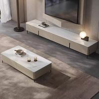 Ensemble de meubles de salon en marbre de luxe moderne, table basse, console TV, design minimaliste durable et portable
