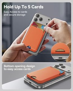Porte-cartes professionnel et support magnétique pour téléphone 2-en-1, portefeuille fin en cuir PU MagSafe RFID pour iPhone, capacité 5 cartes - Product Image 2