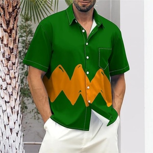 Men's ODM Custom Logo Breathable Stand Collar Food Cars <b>Print</b> Hawaiian Short Sleeve Casual Tropical <b>Funky</b> Shirt - Product Image 1