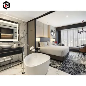 Foshan factory five star furniture for hotel Custom High End luxury modern wooden hilton hotel guestroom bedroom furniture sets