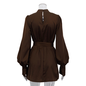 Vestidos Camiseros Largos Marrones con Cinturón a la <span class=keywords><strong>Moda</strong></span> 2025, Ropa de Mujer, Vestido Camisero para Mujer - Product Image 5
