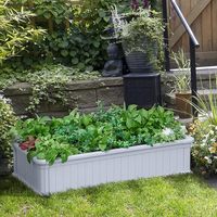 Bon prix Boîte de jardinière de jardin rectangulaire en plastique blanc facile à assembler pour fleurs, herbes et légumes