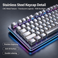 Claviers mécaniques personnalisés en acier inoxydable avec touches transparentes rétroéclairées OEM/ODM, pièces de modification pour clavier WASD Gaming Wire EDM