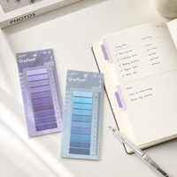 STASUN – Onglets adhésifs dégradés en PET, lot de 10 couleurs avec règle de 14 cm, marque-pages translucides pour carnet, agenda et bureau