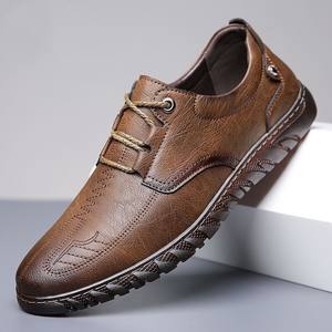 Chaussures plates Oxford Derby pour hommes de haute qualité, en cuir, à lacets, à bout carré, style habillé, décontracté et professionnel, à tige basse, tendance - Product Image 3