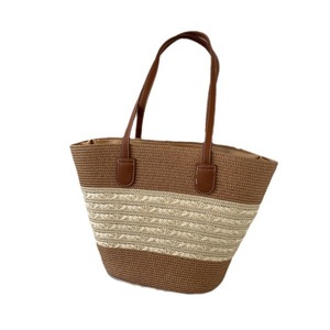Nuevo Bolso Tote de Mujer con Cierre de Cremallera y Patrón a Rayas, Tejido de Paja, Gran Capacidad, para Playa, Verano, Combinable con Todo, Venta al Por Mayor - Product Image 5