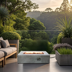 Luxstar 60 \ "hiện đại hình chữ nhật ngoài trời Vườn khí cháy <span class=keywords><strong>Pit</strong></span> bả<span class=keywords><strong>ng</strong></span> 56 \" x 28 \ "màu xám 50000 BTU nham thạch đá bao gồm bảo vệ bao gồm - Product Image 5