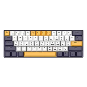 英国美国德国西班牙俄罗斯k61游戏键盘有线60% RGB发光二极管背光60% 无线迷你机械键盘
