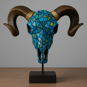 WeiVista-Tête d'animal en résine mosaïque, sculpture abstraite, artisanat, fabricant de décoration de bureau d'hôtel - Product Image 2