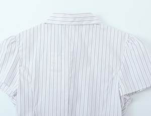 Chemisier rayé en popeline style européen, coupe ajustée, boutonné, imprimé sur mesure, collection Printemps 2026, OEM/ODM par l'usine chinoise, haut pour fille - Product Image 4