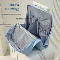 Trousse de Maquillage de Voyage en Cuir PU Grande Capacité avec Compartiments pour Pinceaux, Organisateur de Toilette Autoportant et Séparé