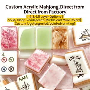 Fichas de Mahjong Azules y Rosas con Brillo, Efecto Marmoleado de Lujo, Fichas de Mahjong Acrílicas con Remolinos Finos y Acabado Brillante - Product Image 1