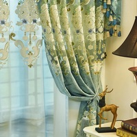 Rideaux prêts à poser en tissu jacquard chenille européen de luxe pour hôtel, décoration de maison, salon