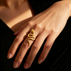 Snake Shape <b>Adjustable</b> <b>Ring</b> 18k Gold Plated Titanium Steel Unisex Fashion Jewelry Gift - Product Image 1