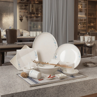 Service de vaisselle en mélamine blanc, imprimé floral, incassable, vente en gros, pièces