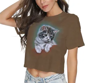 Camiseta de manga corta con estampado de personalidad personalizada, Top de tendencia de verano, Top informal adelgazante, Top corto Sexy de secado rápido