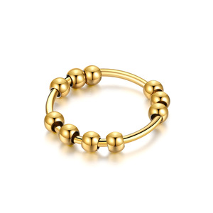 NYY Gold- und Silberfarbene Edelstahl-Spinner-Ringe mit drehbaren Perlen – Anti-Stress-Ringe für Männer und Frauen – Neuartiger Fidget-Angst-Schmuck - Product Image 2