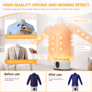 Séchoir à linge <span class=keywords><strong>automatique</strong></span> 3-en-1 portable, machine à repasser les vêtements, anti-plis, pour la maison, l'appartement <span class=keywords><strong>et</strong></span> les voyages - Product Image 3