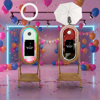 Cabina de Fotos Selfie con Pantalla Táctil LCD de 21.5 Pulgadas, Diseño de Madera, Compatible con Cámaras DSLR, para Bodas y Fiestas, con Software Gratuito