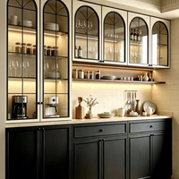 Buffet rétro de luxe avec porte en verre cintrée et tiroir supérieur en bois pour hôtel et villa