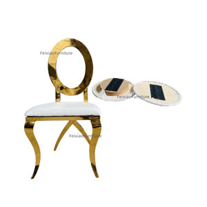 Muebles de estilo para eventos de boda, silla de espalda redonda con patas <span class=keywords><strong>X</strong></span>, marco dorado de acero inoxidable, nuevo - Product Image 1