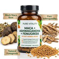 Complément Alimentaire Bio Maca Ashwagandha Fenugrec 1500mg pour Énergie, Endurance et Soulagement du Stress – Vente en Gros Usine OEM Marque Privée pour Adultes