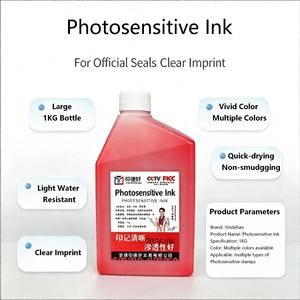หมึกประทับ<span class=keywords><strong>ต</strong></span>ราแบบไวต่อแสง สีแดง ดำ น้ำเงิน ขนาด 1 กก. บรรจุขวดใหญ่ <span class=keywords><strong>ต</strong></span>ิดทนนาน กันน้ำ สำหรับสำนักงาน ขายส่ง - Product Image 4