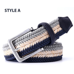 फैशन पुरुषों के डिजाइनर गोल्फ ब्रेडेड बेल्ट एलॉय पिन बकल आउटडोर खेल आकस्मिक बहुकोशिकीय बहुकोशिकीय बुने पॉलिएस्टर/रबर - Product Image 5