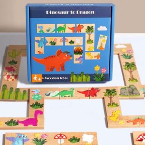 Juego Montessori para Niños, Bloques de Construcción de Madera de Haya, 26 Piezas de Juguetes Educativos de Madera, Dominós de Dinosaurios, Rompecabezas de Animales - Product Image 2