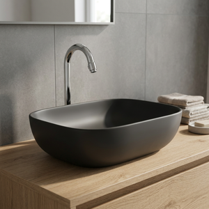 Lavabo en céramique rectangulaire noir pour table Lavabo Lavabo Lavabo Lavage à la main Bassin de comptoir - Product Image 4