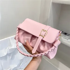 New pink mini College Style Ringer Bucket Bag Tote Crossbody bag Single  shoulder bag women's bag Hand-woven beach bucket bag