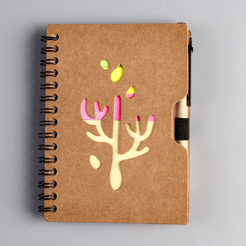 Libro de piel de vaca con diseño de árbol colorido JX010