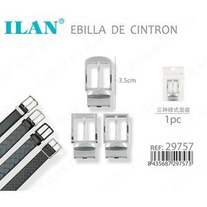 Fibbia per cintura ILAN da 3,5 cm in metallo argentato per cinture da uomo, parte di ricambio - Product Image 3