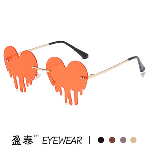 Heart-Shaped Teardrop Sunglasses For Women UV400 Protection Frameless Metal <b>Plastic</b> Party <b>Glasses</b> Class 2 Sunshades - Product Image 3