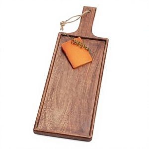 Polish Real Acacia Dish Serving <b>Wooden</b> <b>Tray</b> With handle Multifunctional Design Dishwasher Safe Decorative <b>Trays</b> Food Grade - Product Image 1