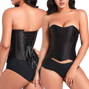 Personalized Strapless Haut Corset Pour Femme Party Boned Bodyshaper Lace up Corset Tube <b>Top</b> Strappy Bustier Corset <b>Top</b> in Silk - Product Image 1