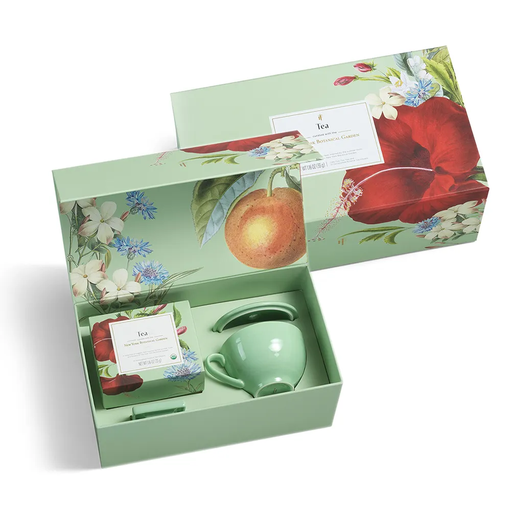 Custom logo printed paper tea set gift box Luxury tea box packaging