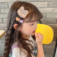 Set Pin rambut bulu halus kain lucu pita bunga manis jepit rambut stroberi penjepit rambut bebek untuk anak-anak bayi anak
