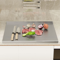 Planche à découper en acier inoxydable Panneau de pétrissage double face Planche à découper roulée épaissie pour usage domestique de cuisine
