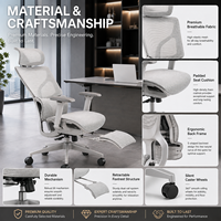 Chaise de bureau ergonomique à dossier haut en maille avec repose-pieds rétractable, accoudoirs réglables, design rayé respirant, directement de l'usine